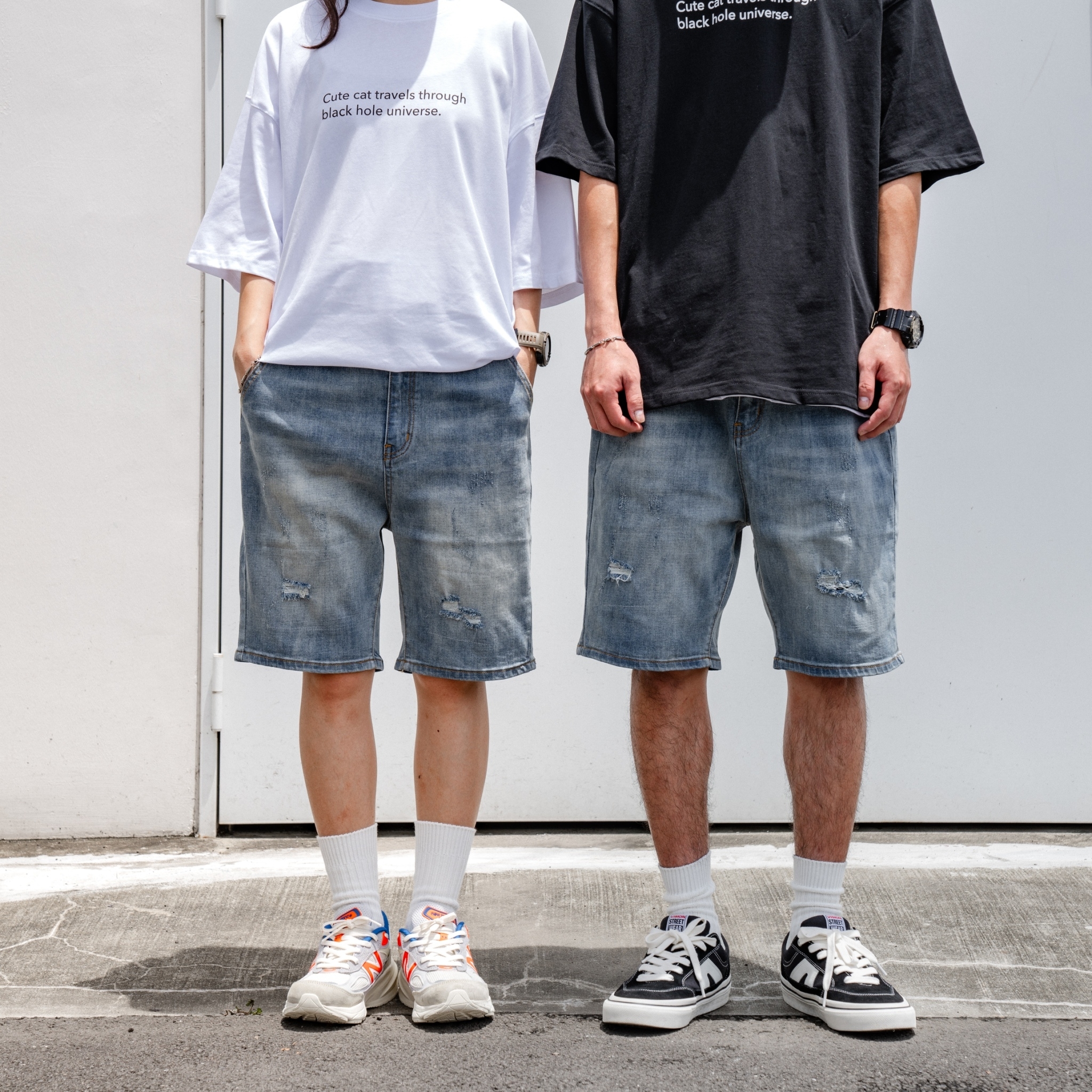 SBG 彈力抓破補釘牛仔短褲 070