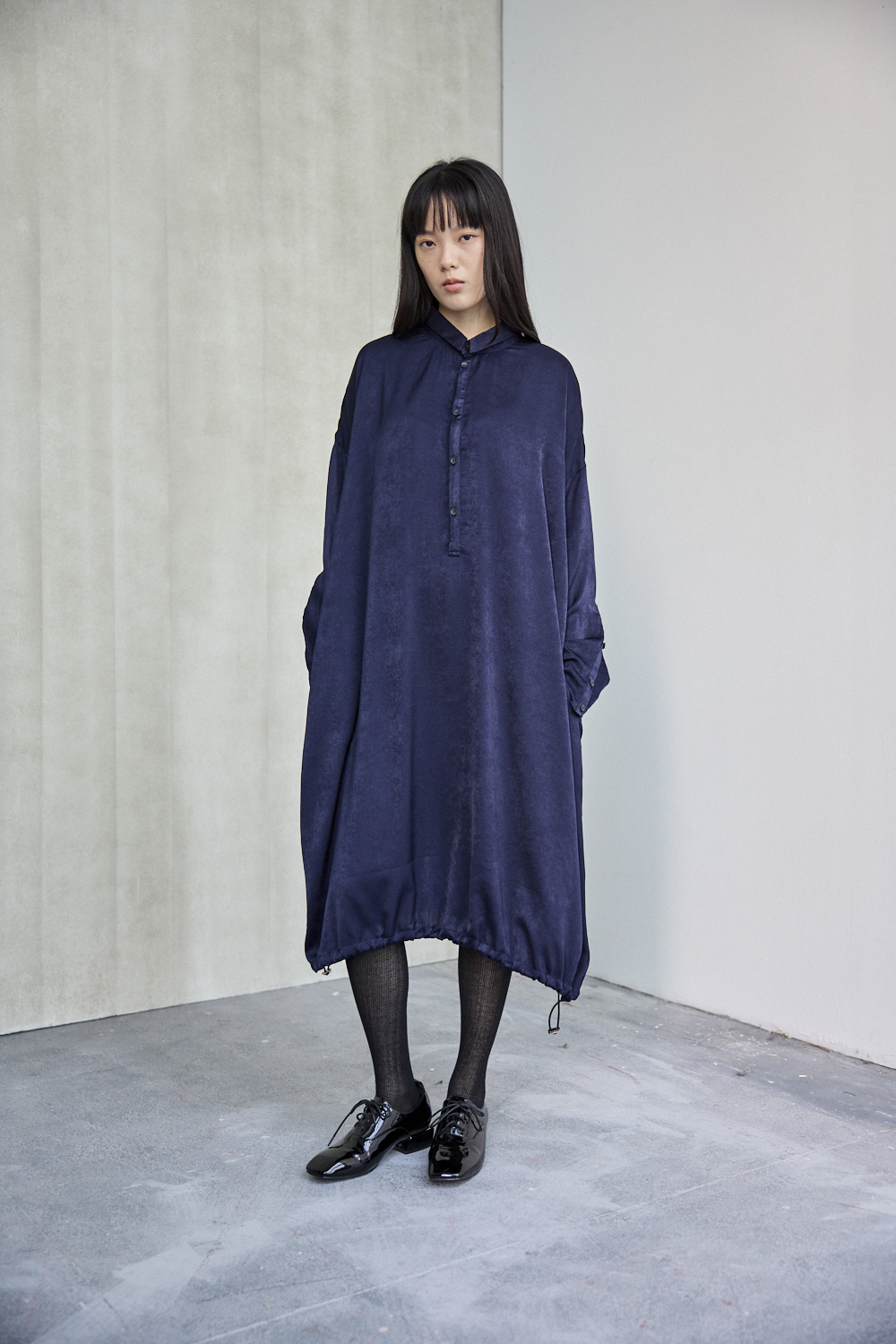 半門襟長袖洋裝