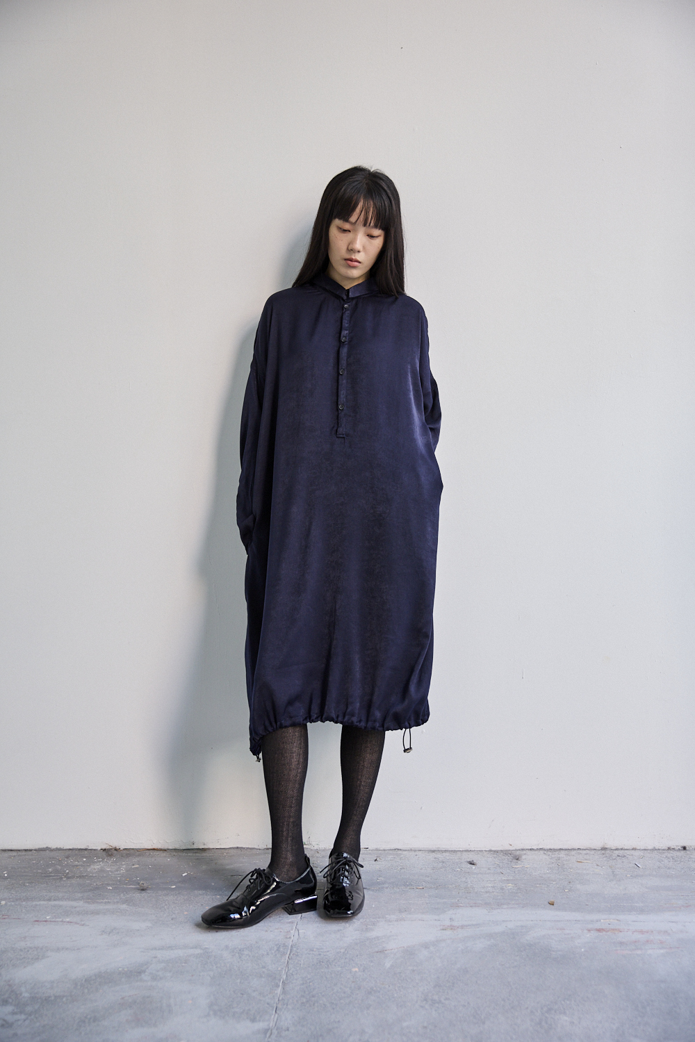 半門襟長袖洋裝