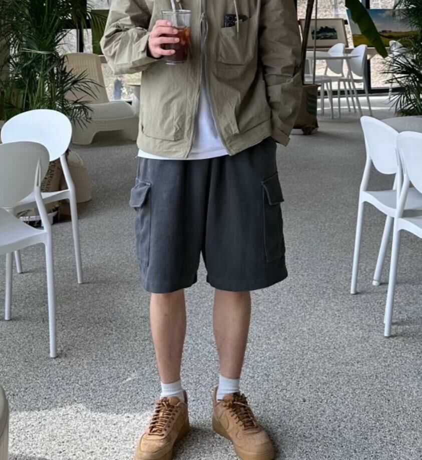 淨色棉質工裝短褲 P2952