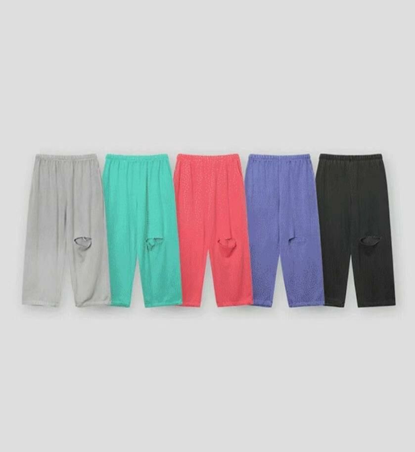 淨色破洞棉質鬆身褲 P2948