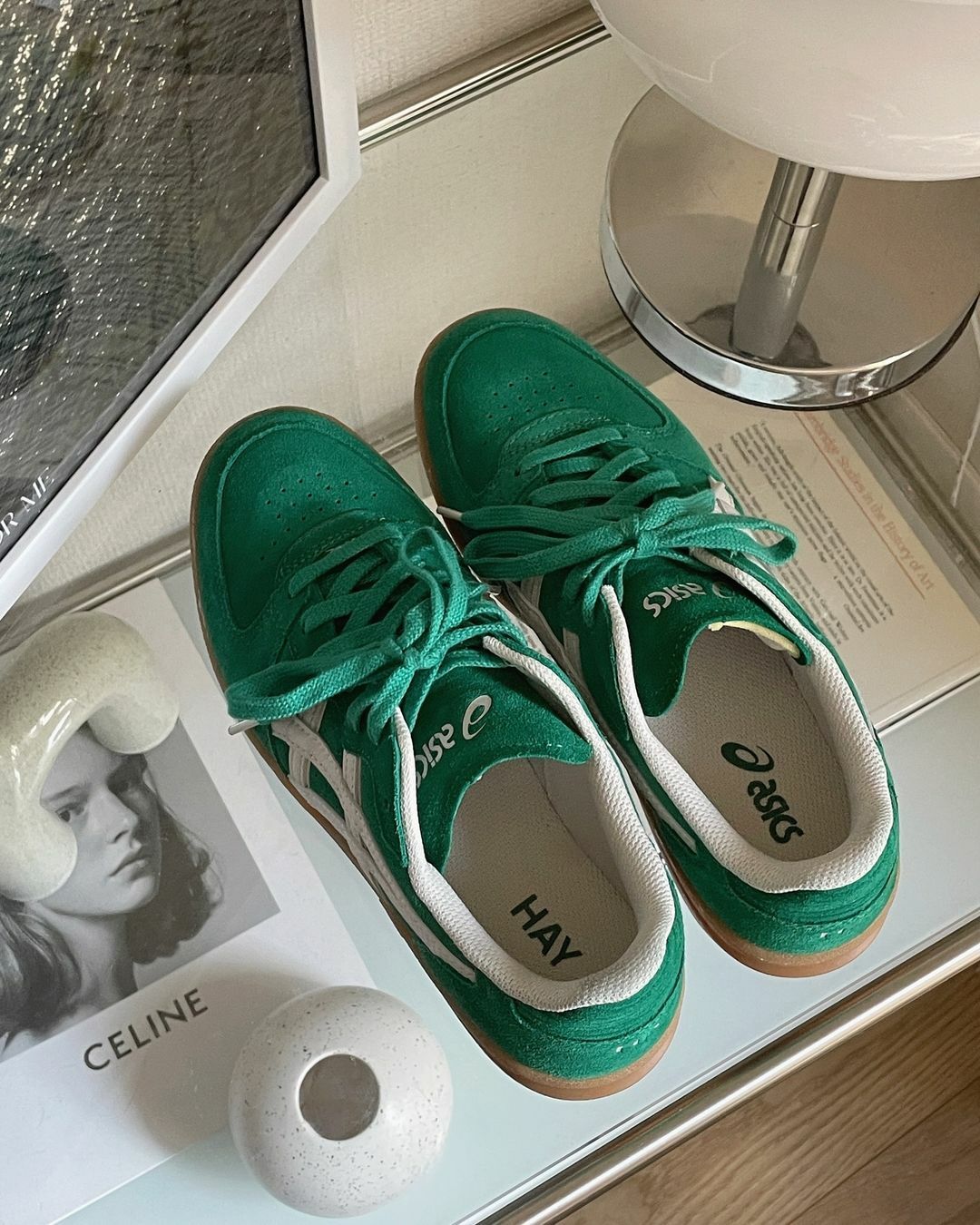 丹麥品牌 HAY X ASICS SKYHAND OG 森林綠 焦糖底 外縫線 聯名款 男女鞋 1203A563-250 / 預購