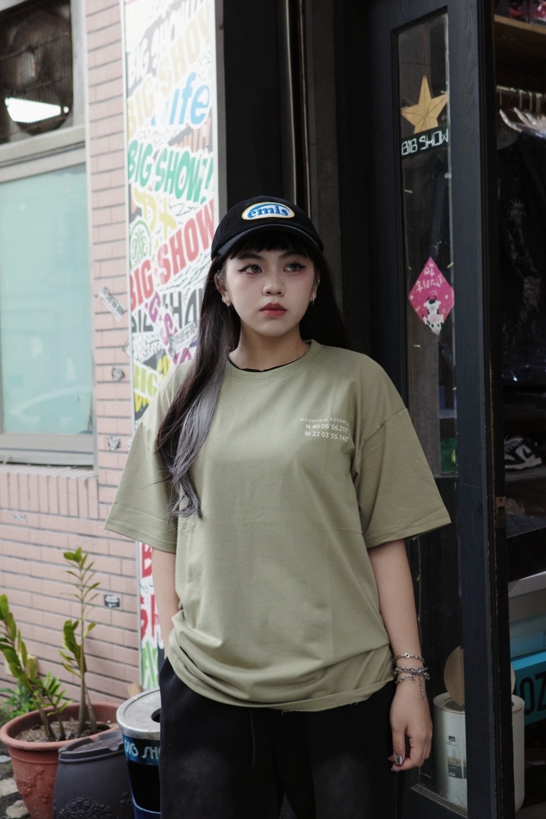 自訂款 韓版 日出山脈 經緯度 短袖 寬鬆 80382