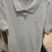 [S] GUESS WOMEN'S POLYCHOCOLATE CARAT POLO SHIRT,LIGHT MINT, YO2K9472-LMT (SGU577)