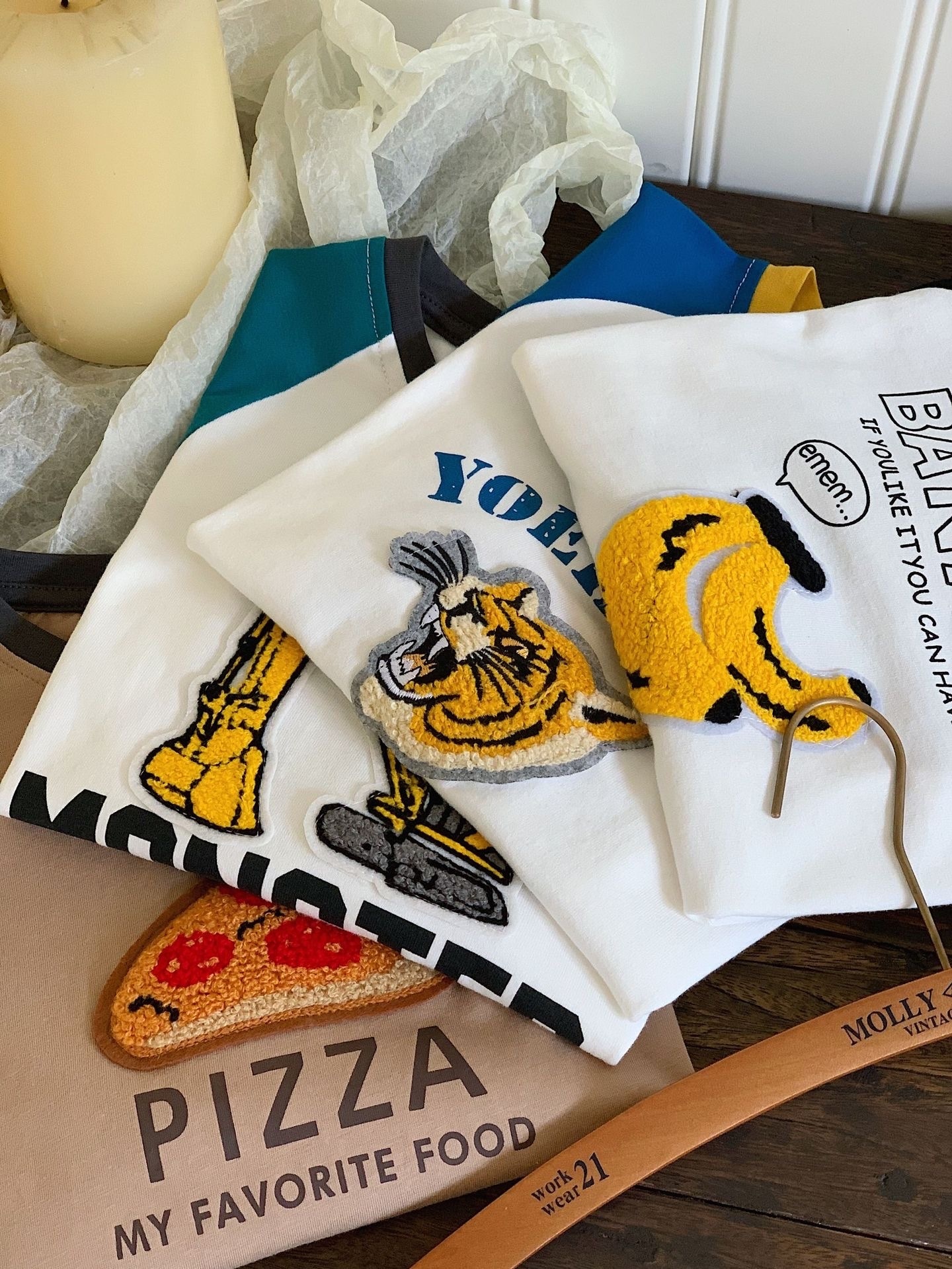 日雜毛巾綉撞色上衣