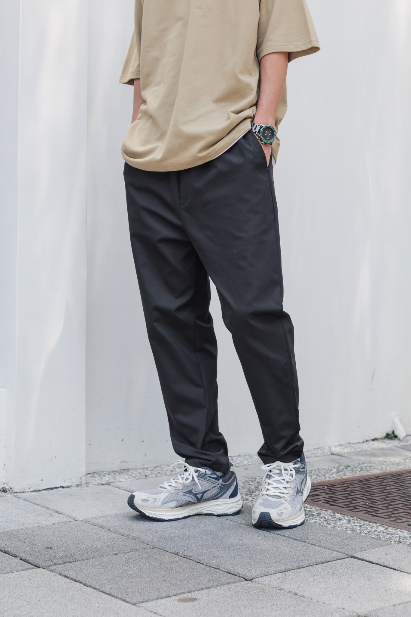 SBG 微彈寬鬆工裝素面長褲 0937