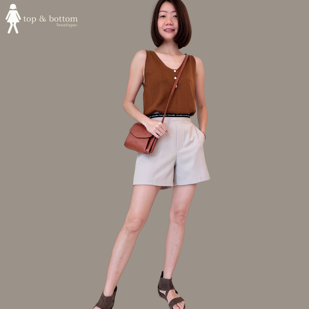 V NECK BUTTON KNIT BLOUSE