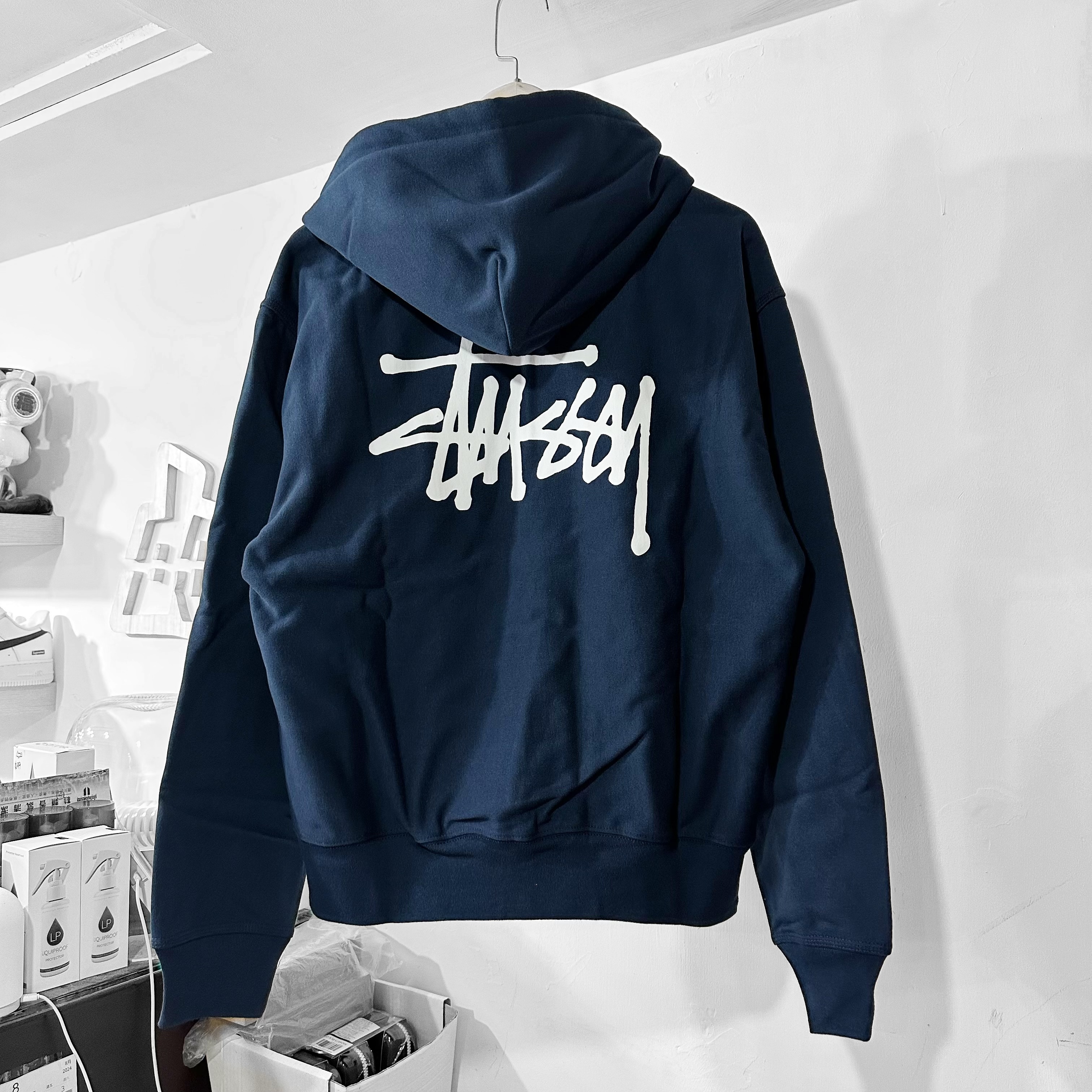 STUSSY BASIC STÜSSY ZIP HOODIE NAVY 拉鏈外套