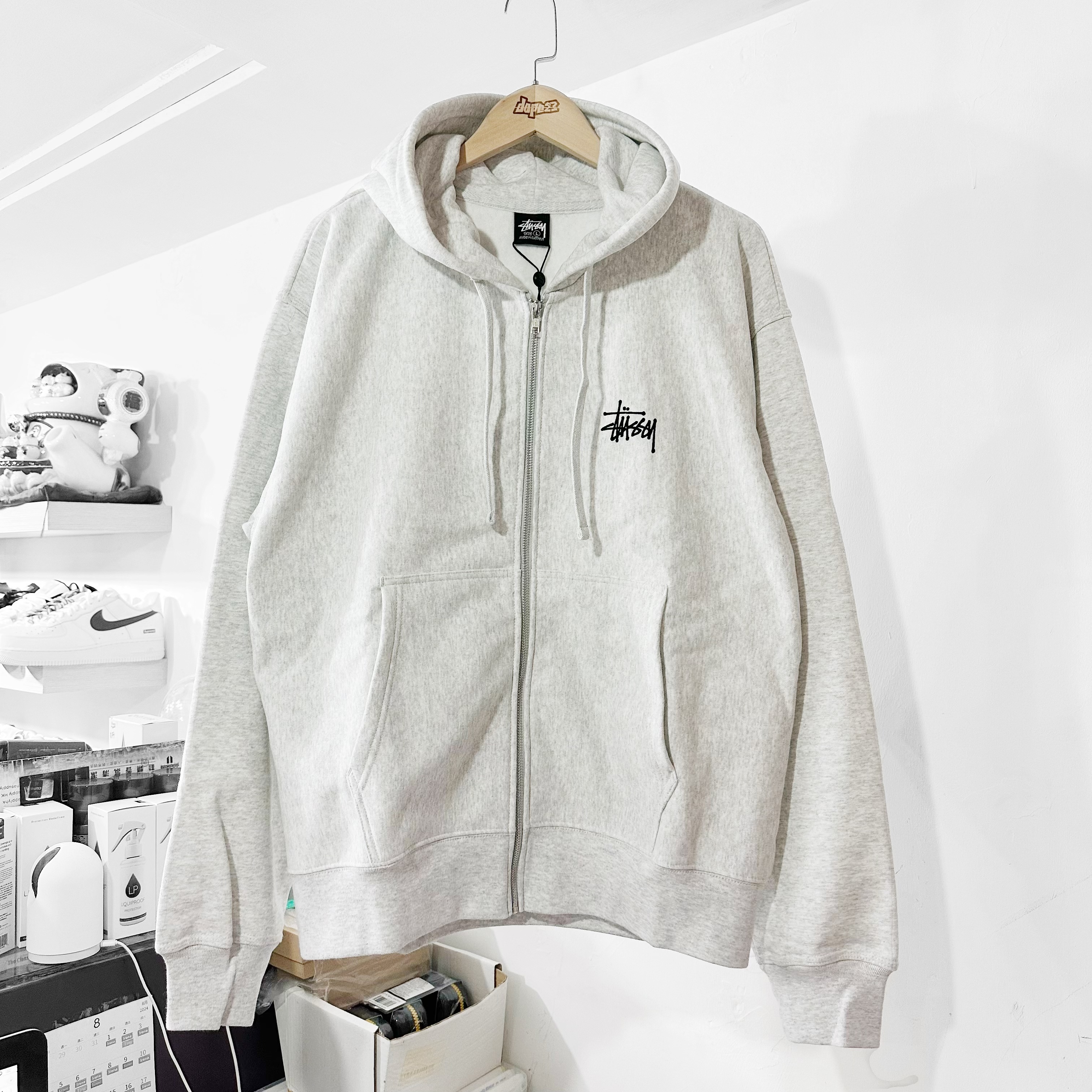STUSSY BASIC STÜSSY ZIP HOODIE  ASH HEATHER 拉鏈外套