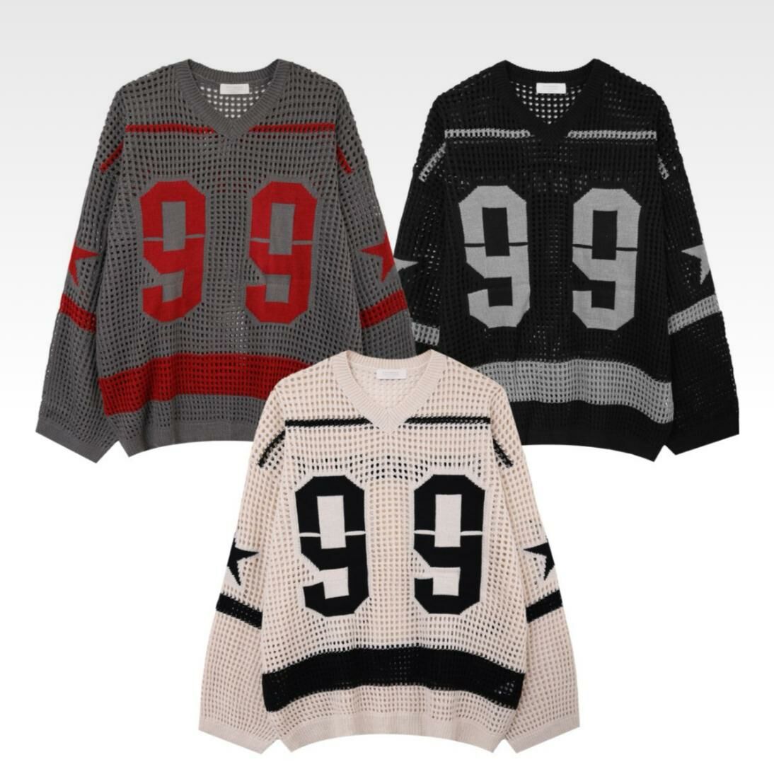 V領數字針織衫 T5575