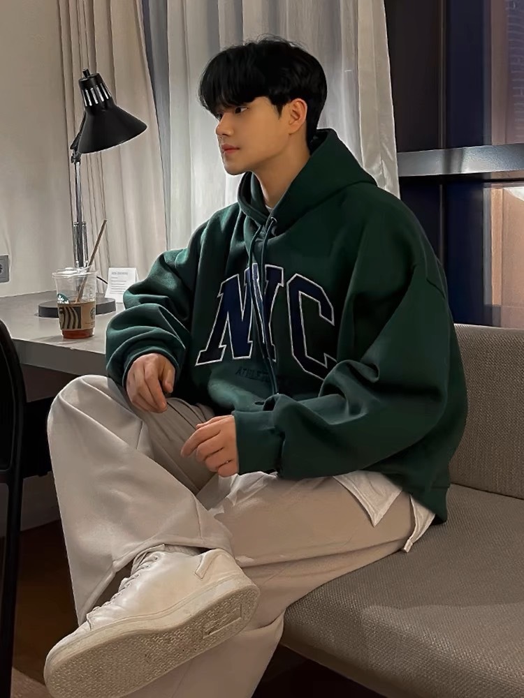 SIMPLEACTION 秋冬復古刺繡連帽上衣