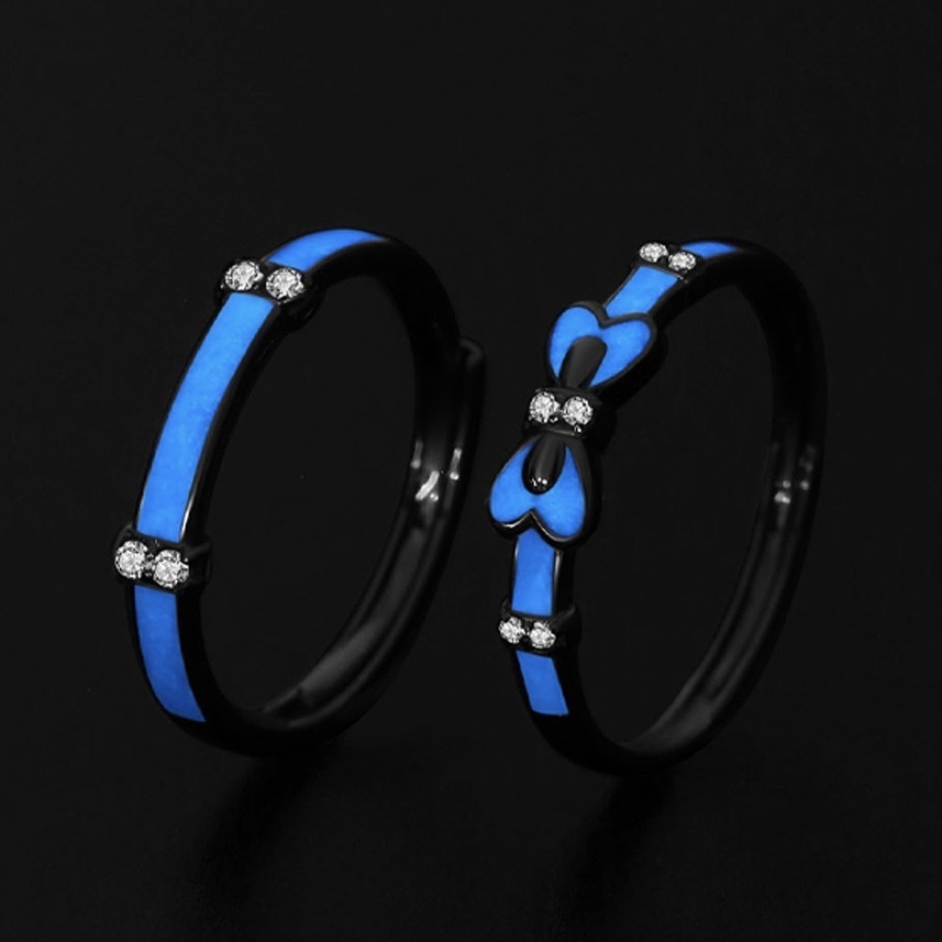 「甜蜜💕」  情侶戒指💍 免費刻字✒️ 夜光戒指✨