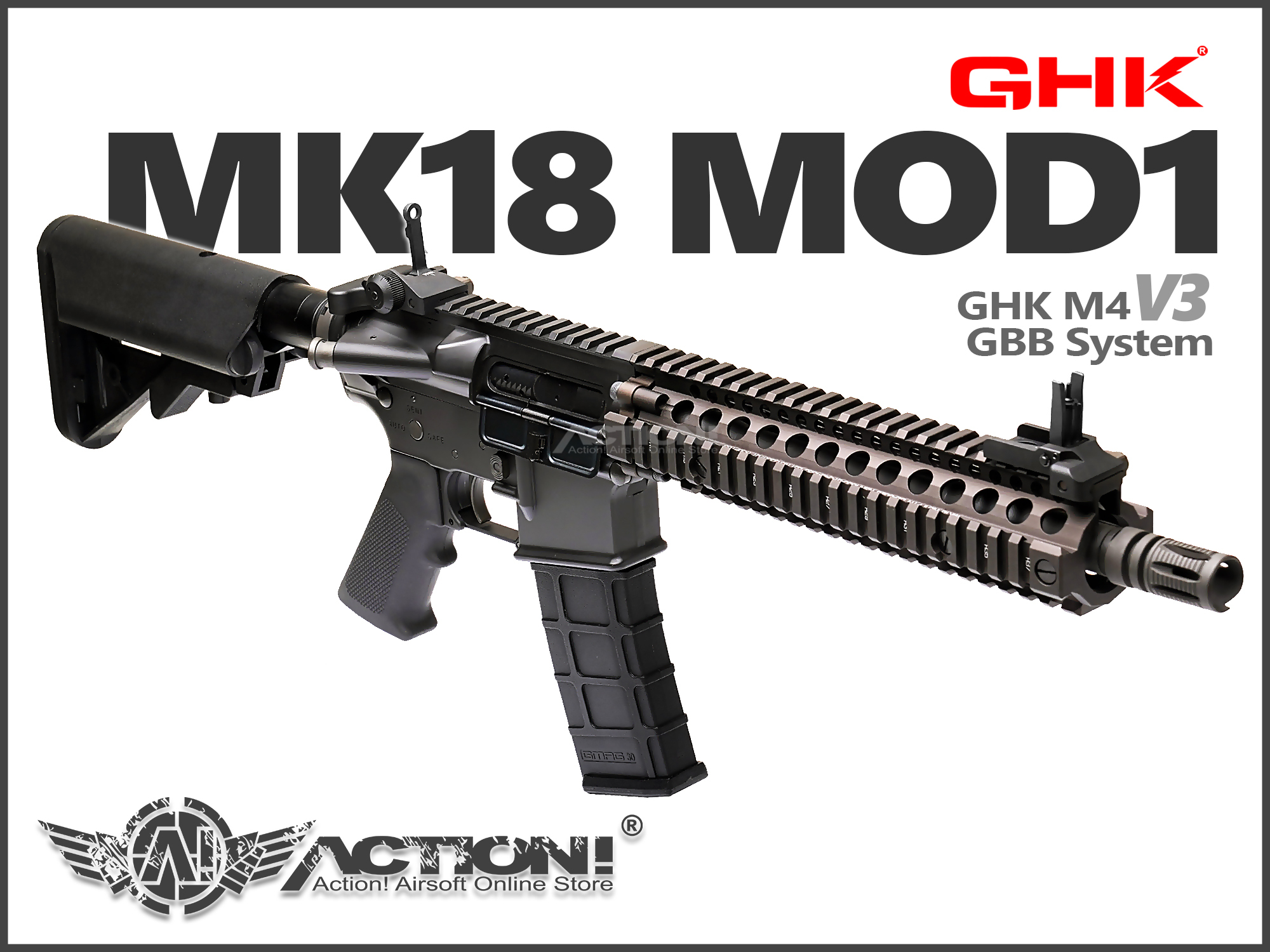 GHK - MK18 MOD1 V3 AIRSOFT GBB (GHK M4 V3 GBB System) 1