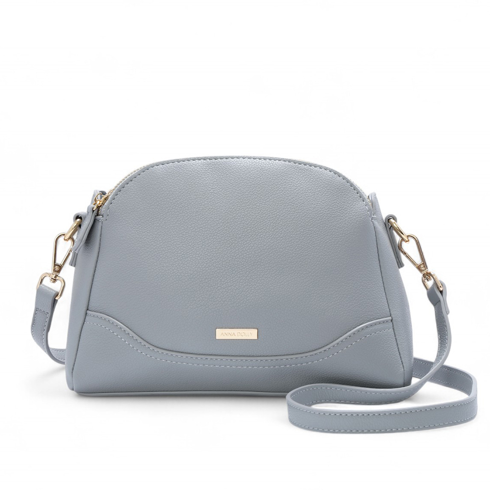 ANNA DOLLY 側肩斜背貝殼包 淺灰藍