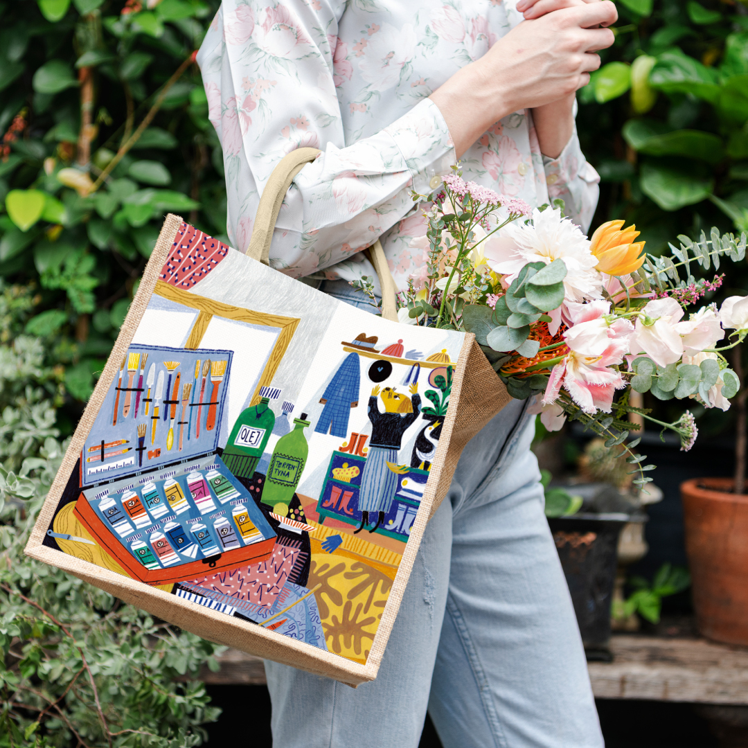 波隆那棉麻手提袋｜《早安(狗)》