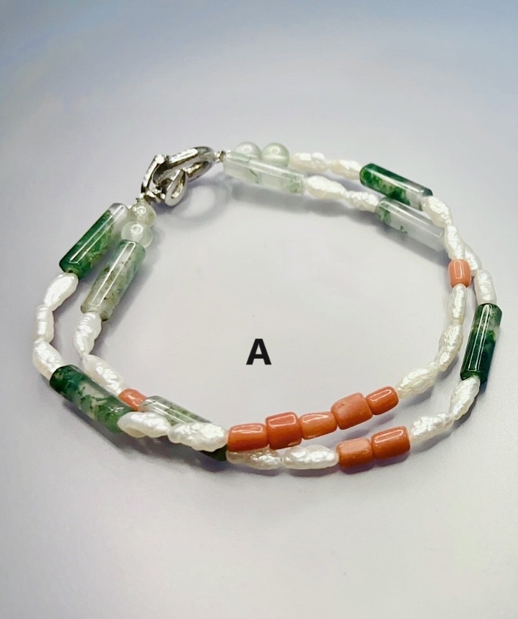 珍珠瀑布丨日本Keshi珍珠、紅珊瑚與水草瑪瑙丨健康與傾聽內心丨六月誕生石