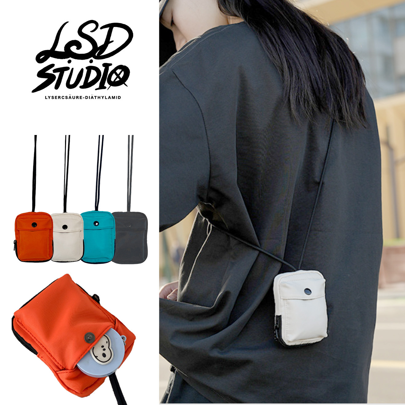 【BGMD025】日系純色掛頸卡夾/零錢包/鑰匙包