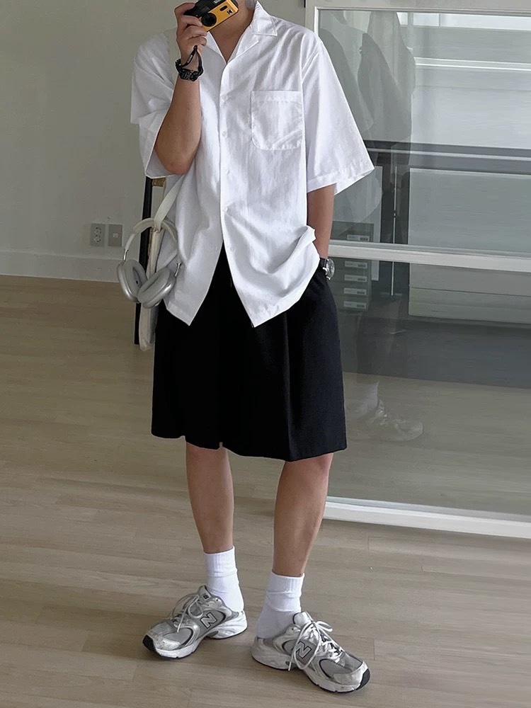 SIMPLEACTION 高級感古巴領短袖襯衫