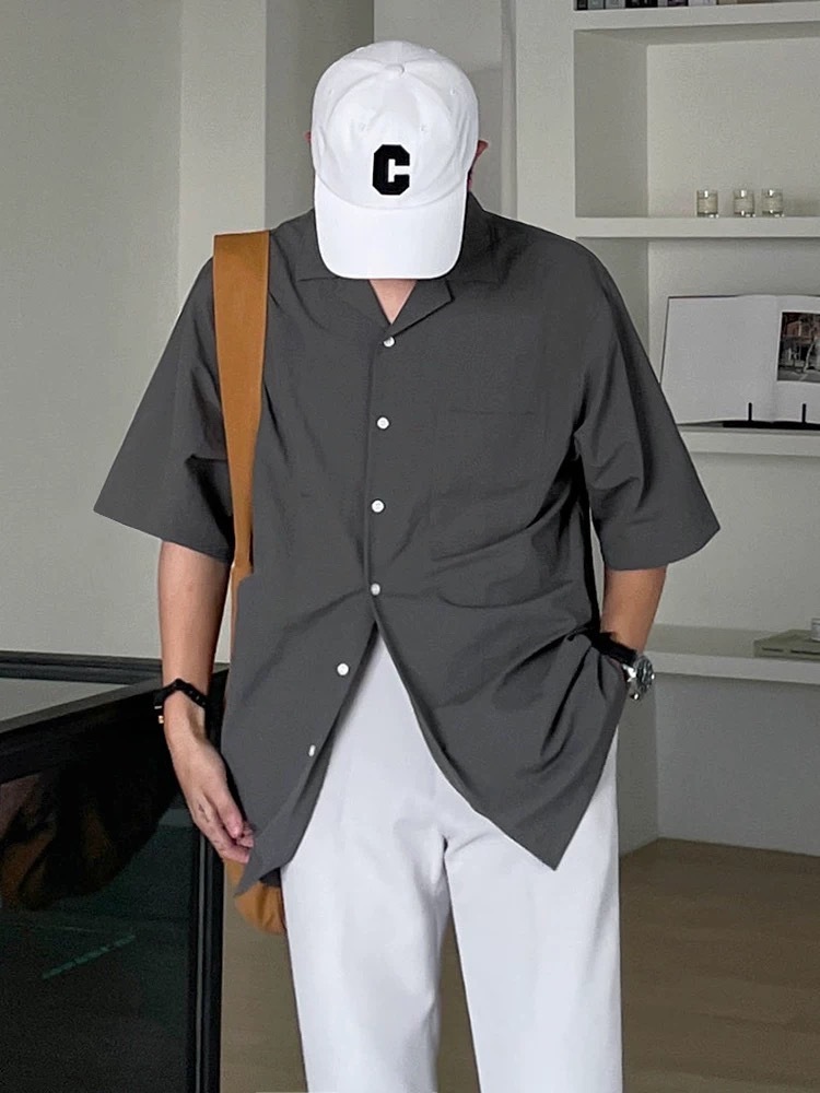 SIMPLEACTION 高級感古巴領短袖襯衫