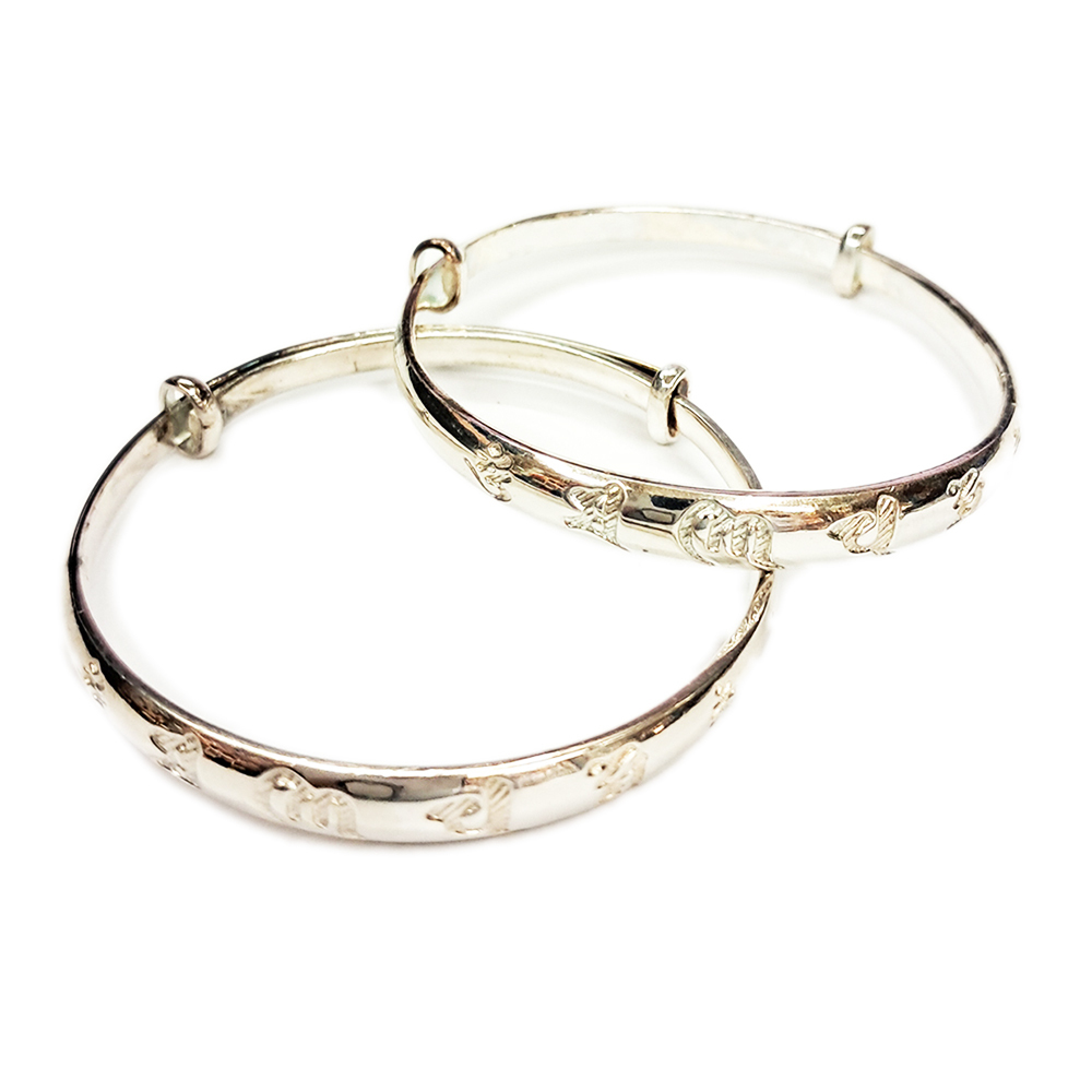 六字真言 925純銀  幼兒手環一對【十方】142498