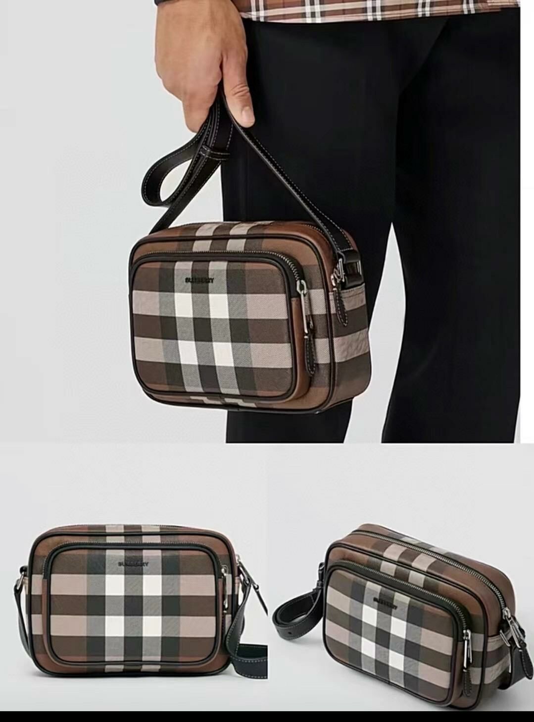 Burberry最新灰色斜背包