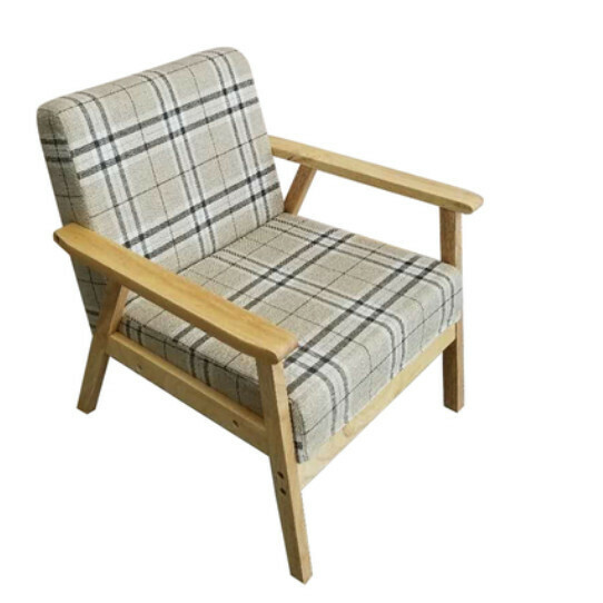 New fabric sofa chair [single seat, native sponge model] (No. 1 plaid fabric is removable and washable, upgraded and thickened)