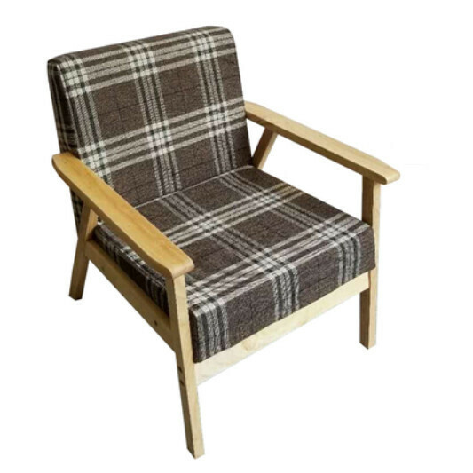 New fabric sofa chair [single seat, native sponge model] (No. 2 plaid fabric is removable and washable, upgraded and thickened)