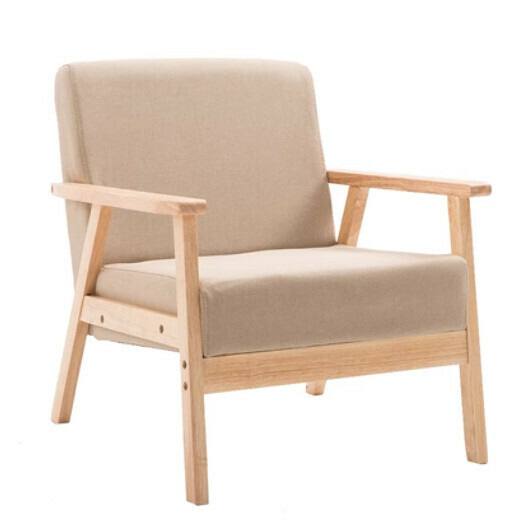 New fabric sofa chair [single seat, native sponge model] (light khaki fabric is removable and washable, upgraded and thickened)
