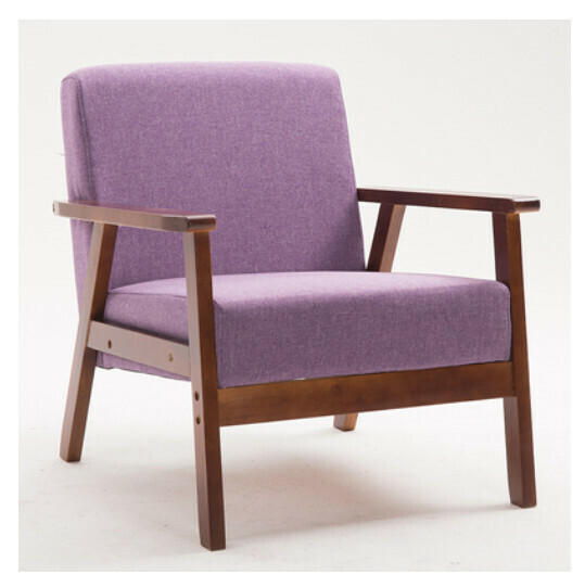 New fabric sofa chair [single seat, native sponge model] (onion purple, fabric walnut wood frame, upgraded and thickened)