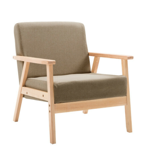 New fabric sofa chair [single seat, native sponge model] (dark khaki, removable and washable fabric, upgraded and thickened)