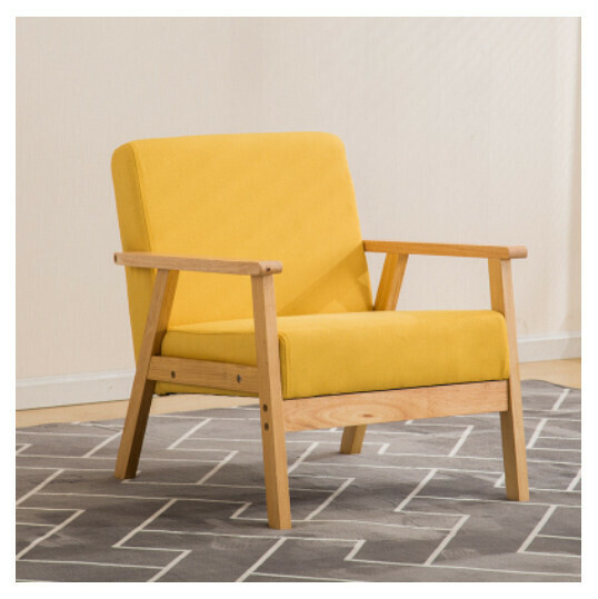 New fabric sofa chair [single seat, native sponge model] (yellow, removable and washable fabric, upgraded and thickened)