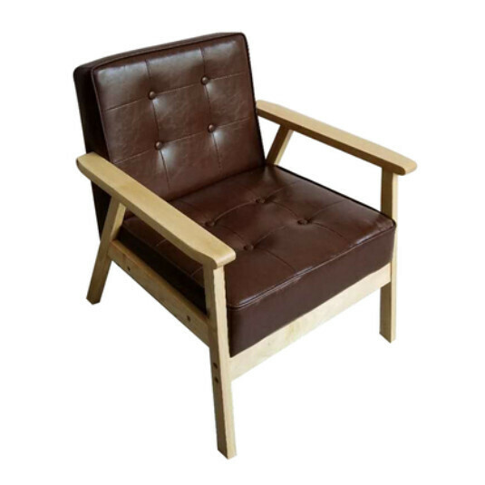 New fabric sofa chair [single seat, native sponge model] (brown, oil wax leather, not removable and washable, upgraded and thickened)