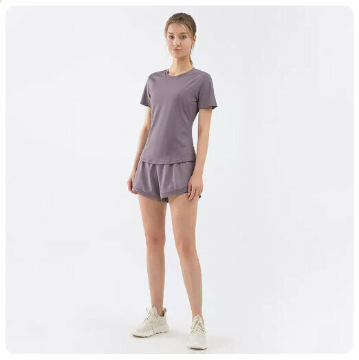 熱推運動短袖套裝寬鬆速乾瑜伽服(S-XL碼)【下單後請聯絡客服確認發貨尺碼及顏色】