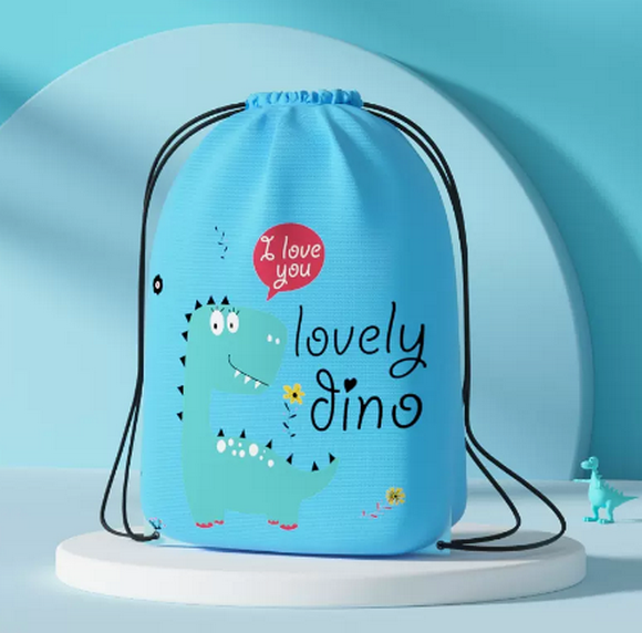 Hot recommendation of cute men's and women's waterproof drawstring children's swimming bag (Blue Dinosaur [Summer Travel Series])