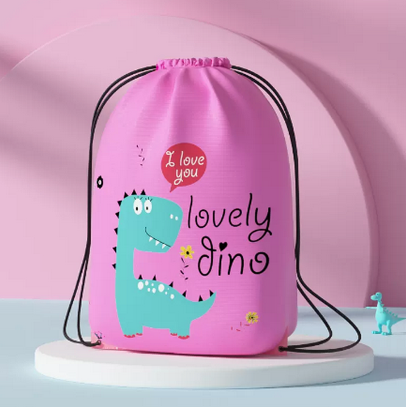 Hot recommendation: Cute men’s and women’s waterproof drawstring children’s swimming bag (Pink Little Dinosaur [Summer Travel Series])
