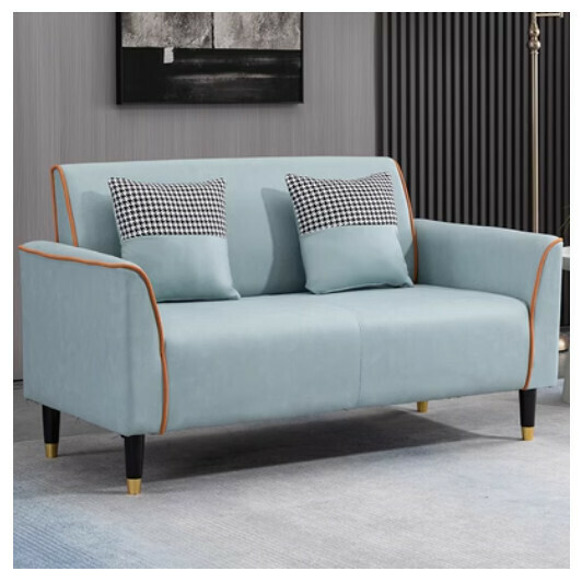 New fabric sofa [mint green orange] [technical cloth] (double 105cm (free two pillows)