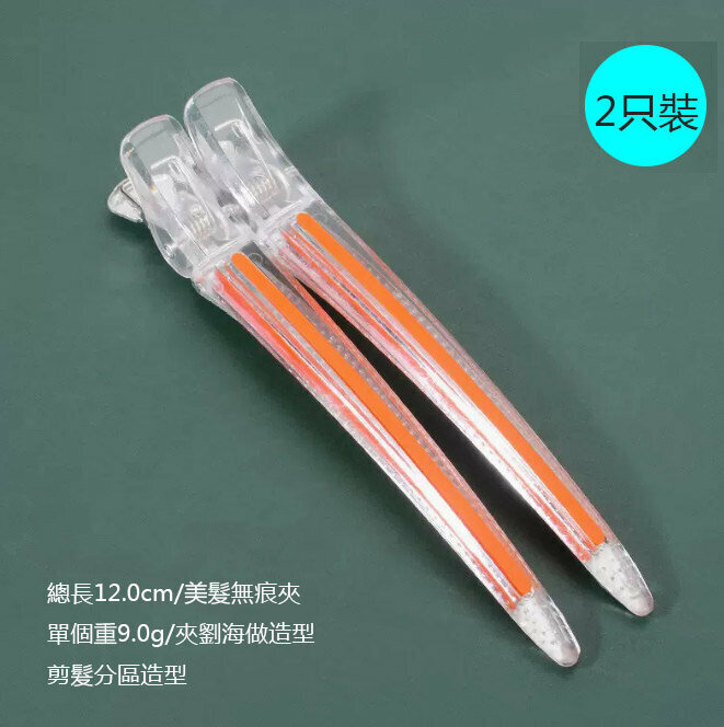 Hot style [2-pack] removable rubber strip duckbill clip (transparent orange)