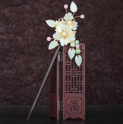 Hot style antique ebony tassel hairpin (Ling Ruo) (size: hairpin length 18cm)