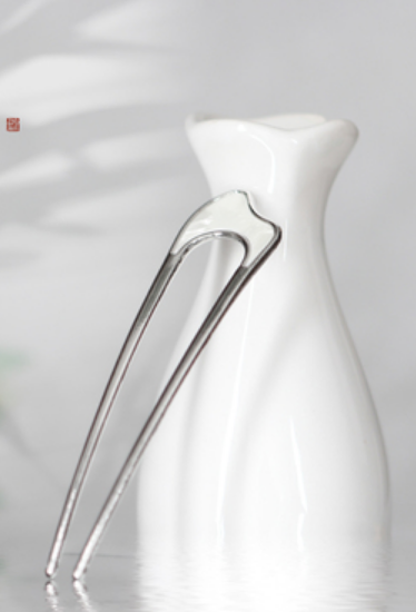Popular simple u-shaped alloy hairpin (fritillary white) (size: hairpin length 10.8cm)