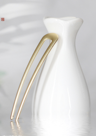Popular simple u-shaped alloy hairpin (matte gold) (size: hairpin length 10cm)