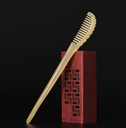 Popular natural horn antique hairpin (hair comb) (size: hairpin length 18cm)