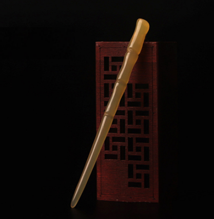 Popular natural horn hairpin with ancient style (short bamboo section) (size: hairpin length 12cm)#