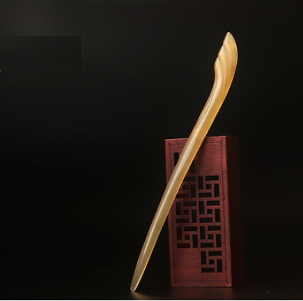 Popular natural horn hairpin with ancient style (Yuli) (size: hairpin length 18.5cm)