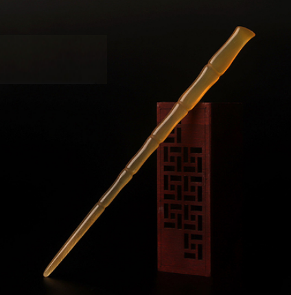 Popular natural horn hairpin with ancient style (medium bamboo section) (size: hairpin length 15cm)