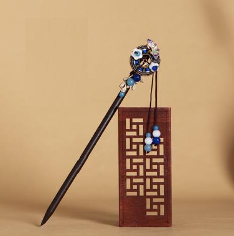 Popular ancient style tassel style wooden hairpin for hair (Qianse) (size: hairpin length is about 18cm)