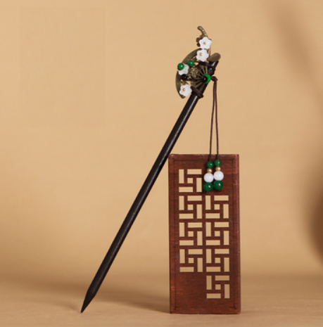 Popular ancient style tassel style wooden hairpin for hair (heart fan) (size: hairpin length is about 18cm)