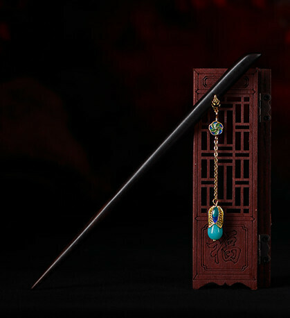 Hot style black sandalwood antique fringed hairpin (Lantian) (size: hairpin length 18cm)