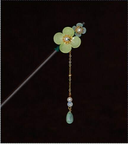 Popular classic and elegant tassel wooden hairpin (Tingyu) (size: hairpin length 18cm)