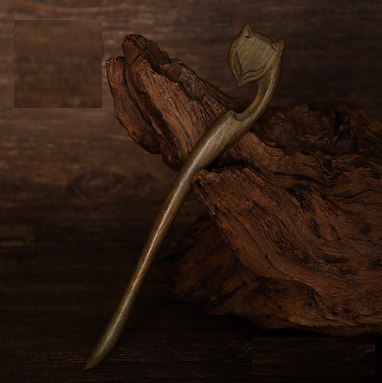 Hot style quaint and simple green sandalwood hairpin for women (Linghu) (size: 18cm)