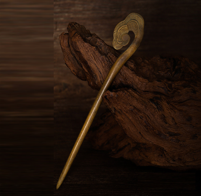 Hot style quaint and simple green sandalwood hairpin for women (Tengyun) (size: 18cm)